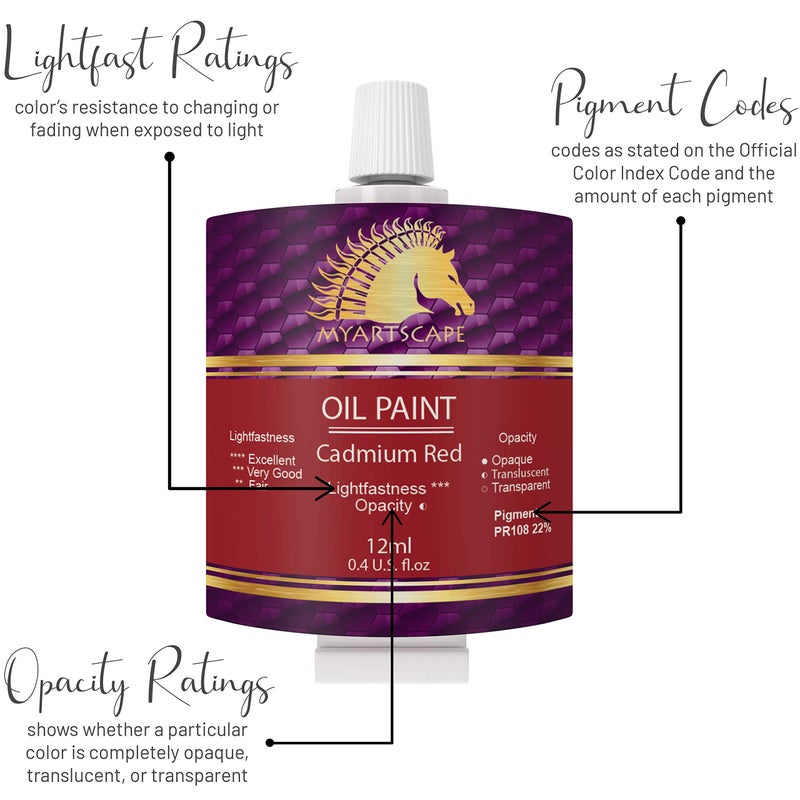 MyArtscape Artist Paint Oil Paint Set - 12ml x 48 Tubes Art Paints - Lightfast - Heavy Body Oil Painting Supplies for Adult Paint Set and oil painting for beginners - Image 4